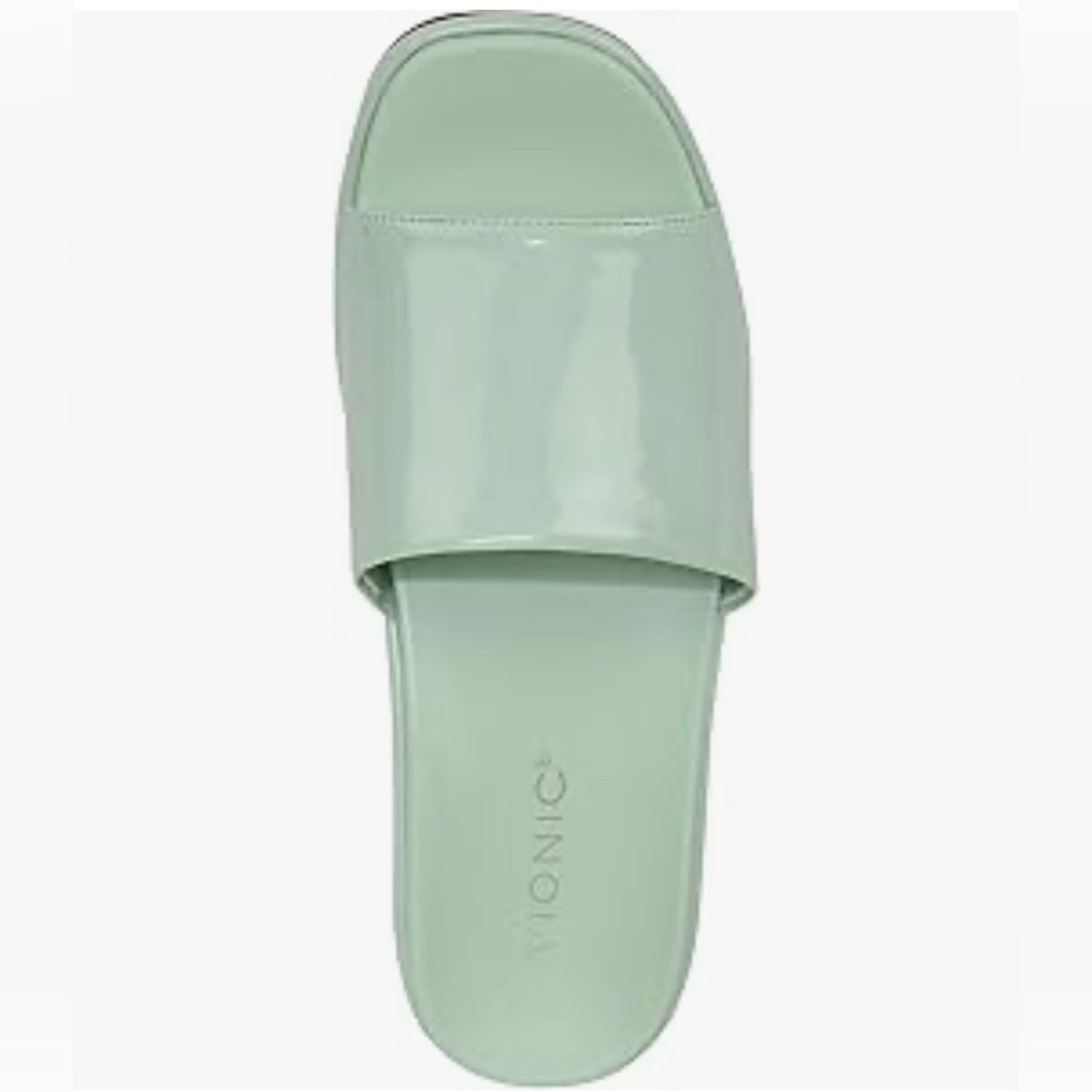 NIB [Vionic] Trista Slide Platform Sandals in Menta Patent (green) Womens 7 or 8 - Picture 7 of 17